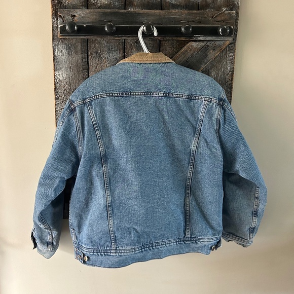 Men's Vintage President Stone Sherpa Line Jean Jacket w//Corduroy Collar - Picture 2 of 5